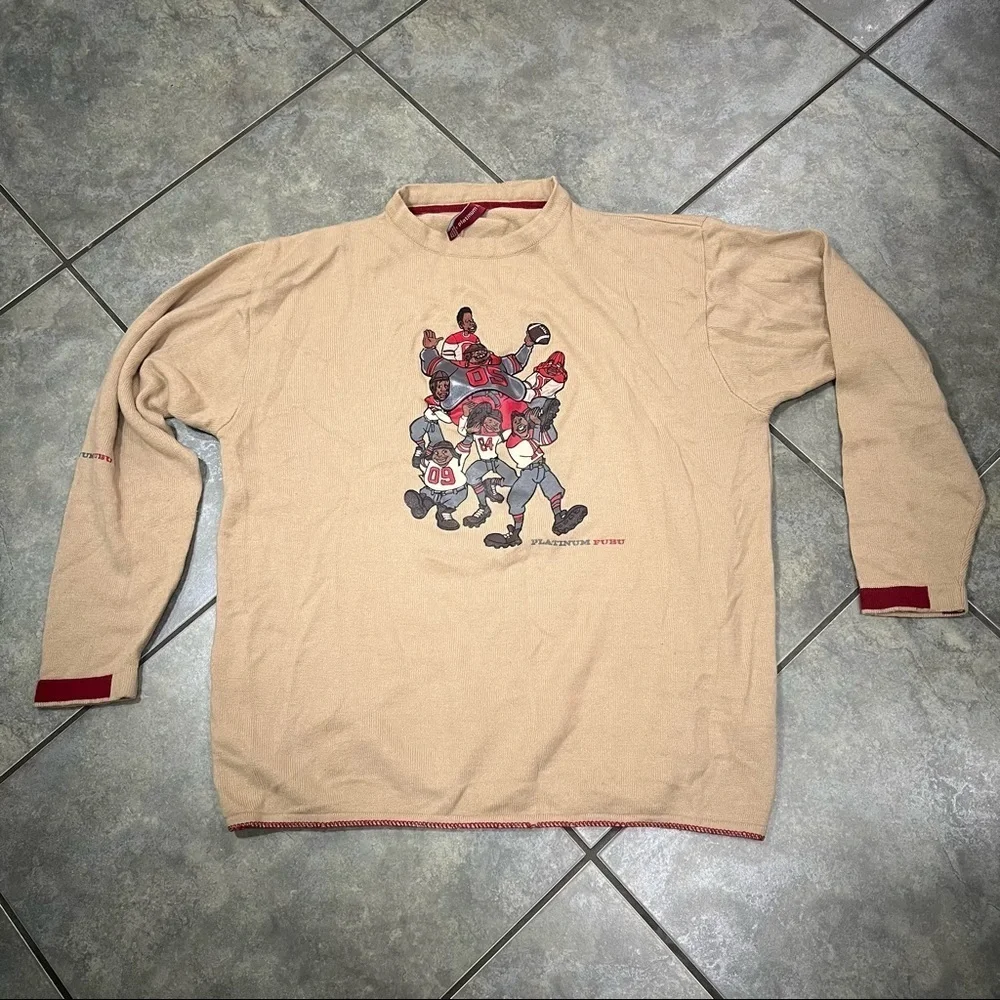 🧥 Platinum FUBU Fat Albert Sweater XL Knit Black Graphic Hip Hop Y2K Streetwear